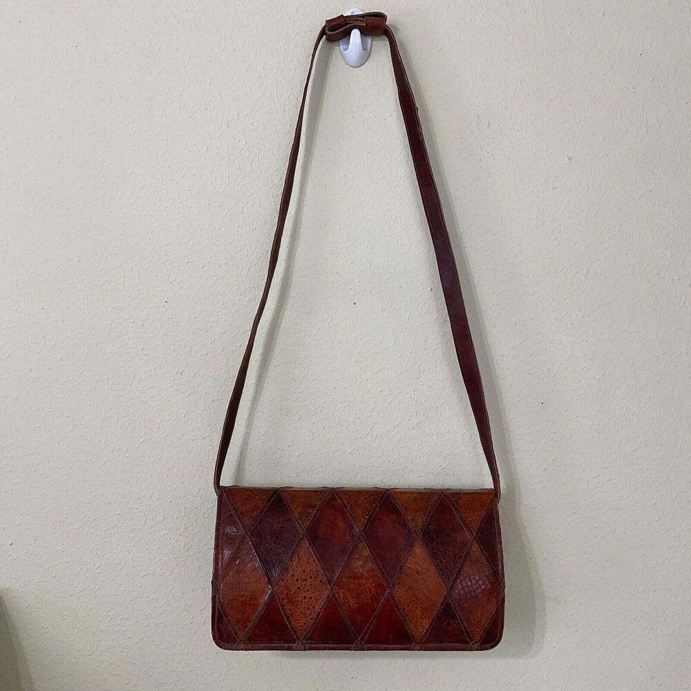 Vintage Patchwork Leather Shoulder/Crossbody Bag … - image 2